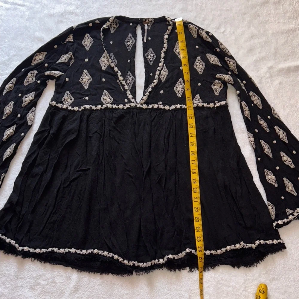 Free People Black Mini Dress with White Diamond Motif